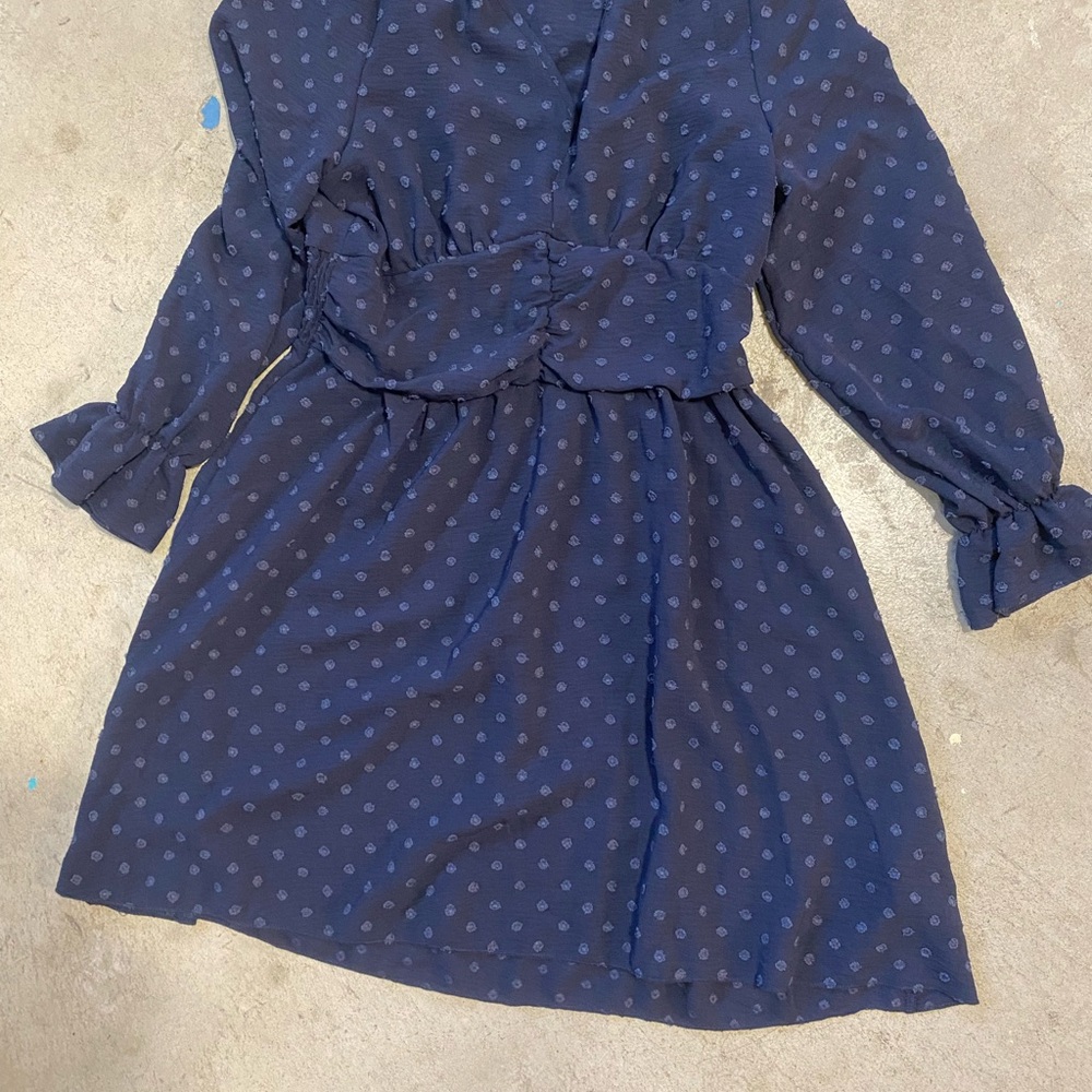 Navy Blue Polka Dot Kids Dress